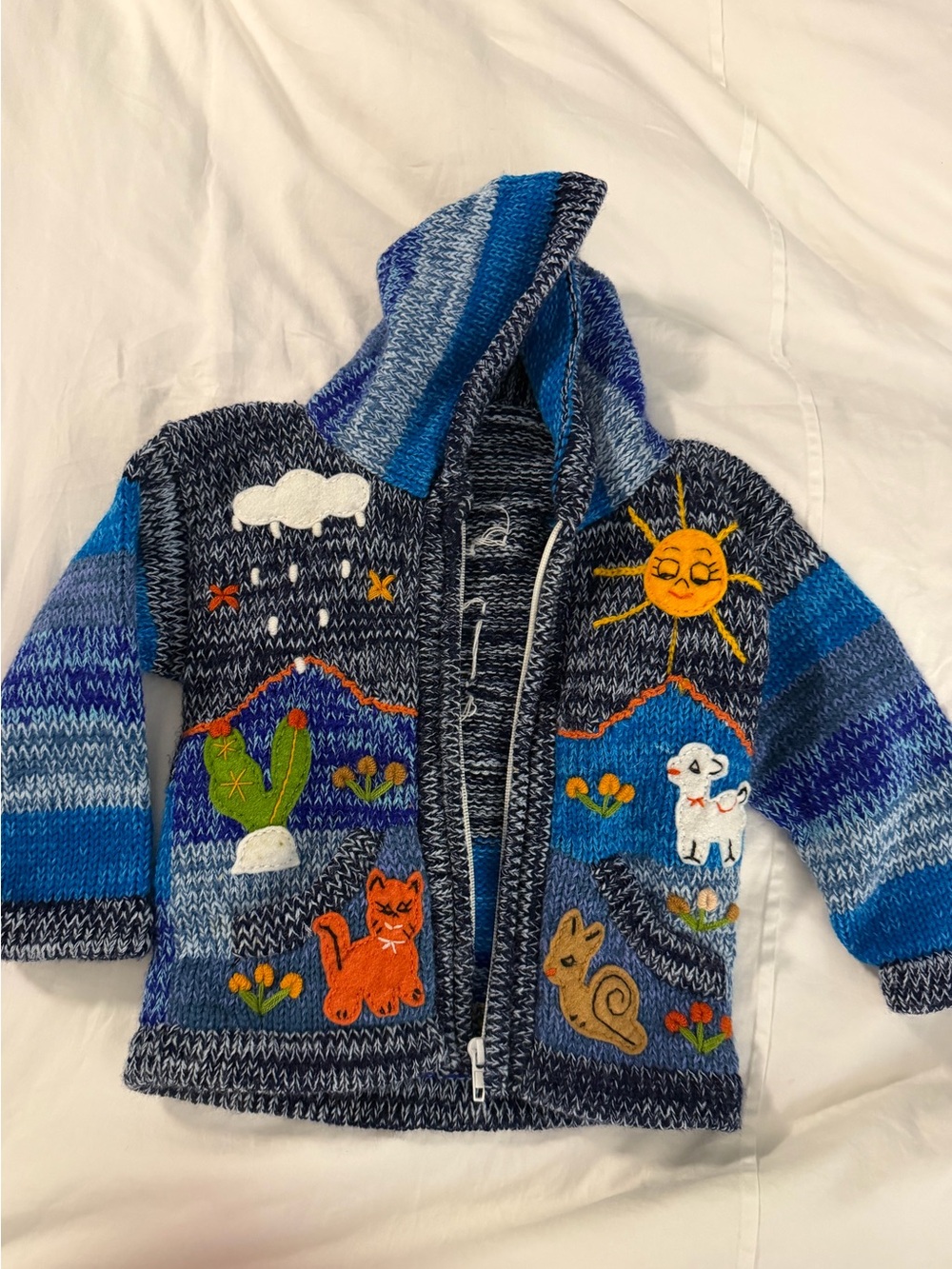 Handmade Animal Zip Up Sweater -18m/2T